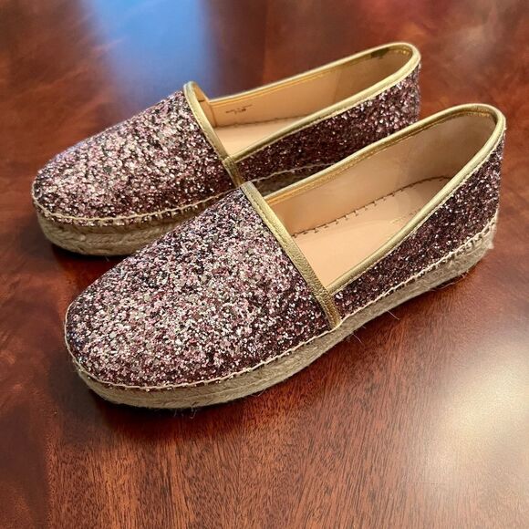 NWOB Kate Spade Linds Too Rose Gold Multi Glitter Espadrilles Flats Shoes 7.5 - Picture 2 of 6